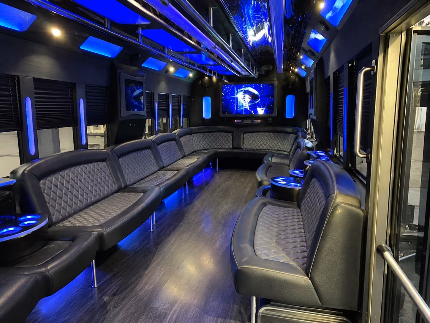 Group beside a Mercedes Sprinter limo in Tulsa