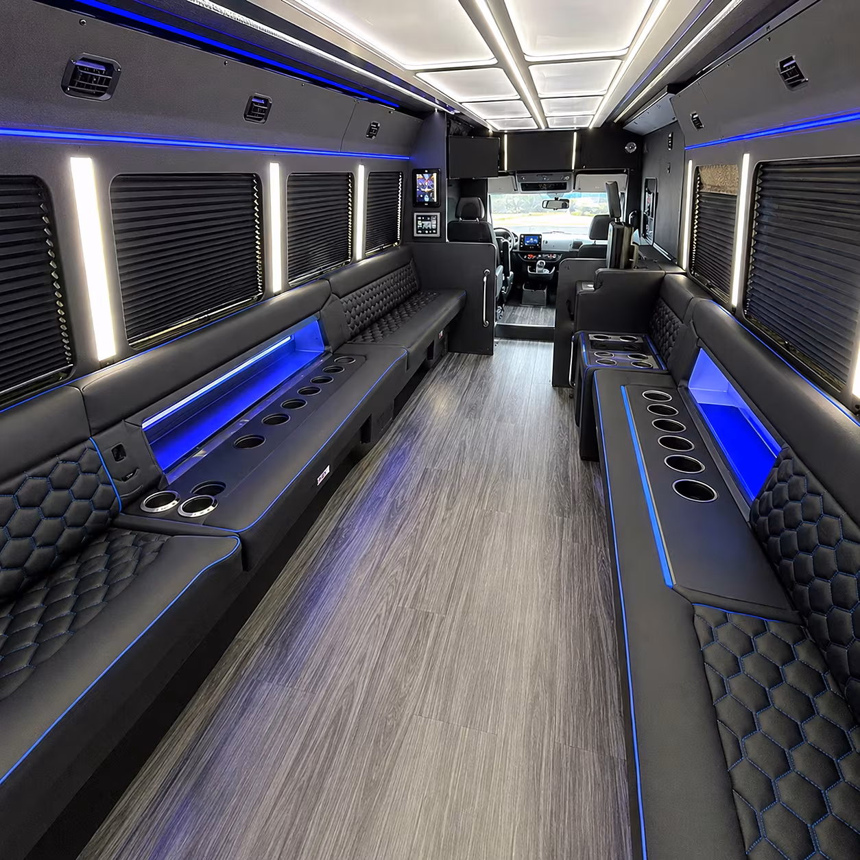 Tulsa Birthday, Sweet 16, & Quinceañera Transportation party bus interior