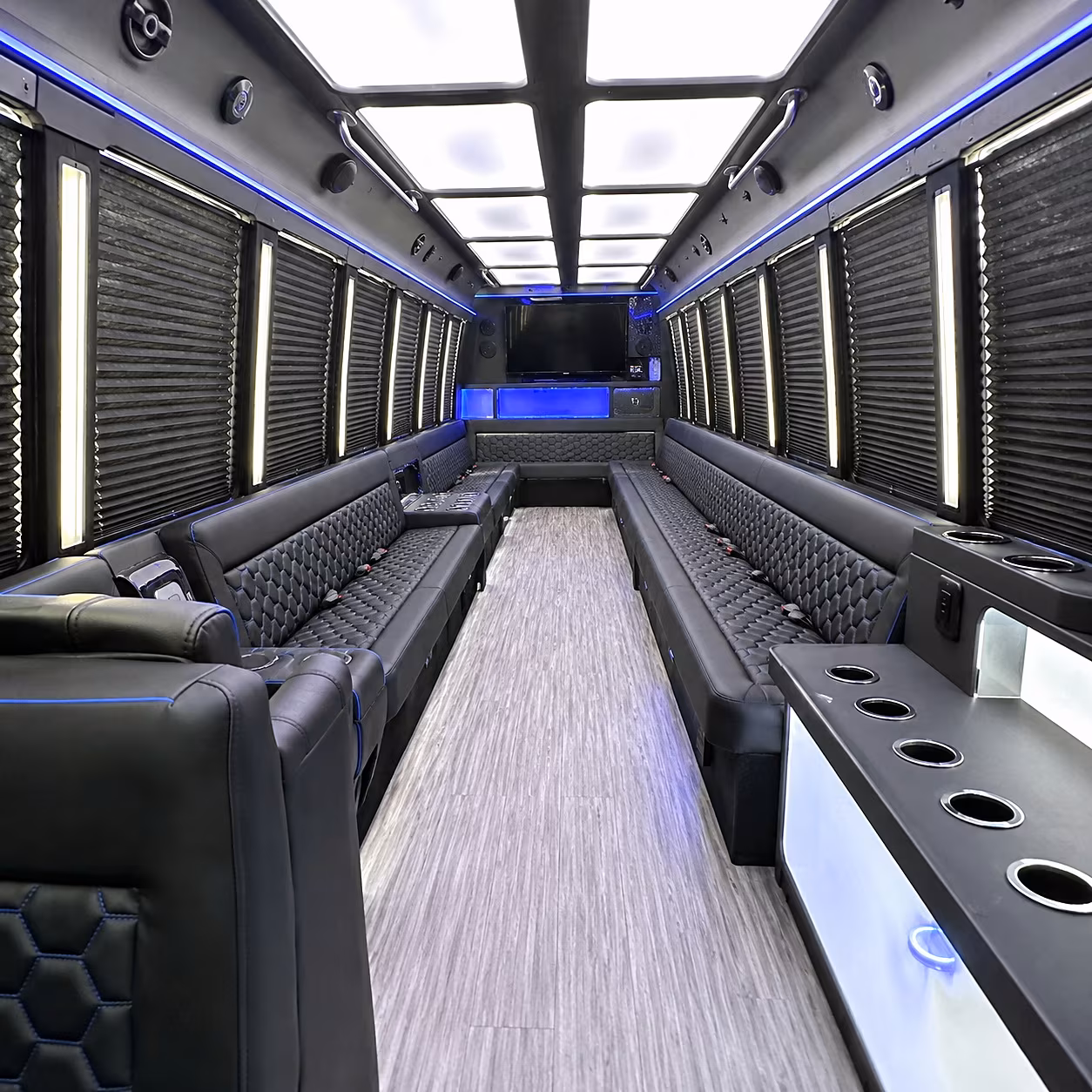 Tulsa Birthday, Sweet 16, & Quinceañera Transportation party bus interior