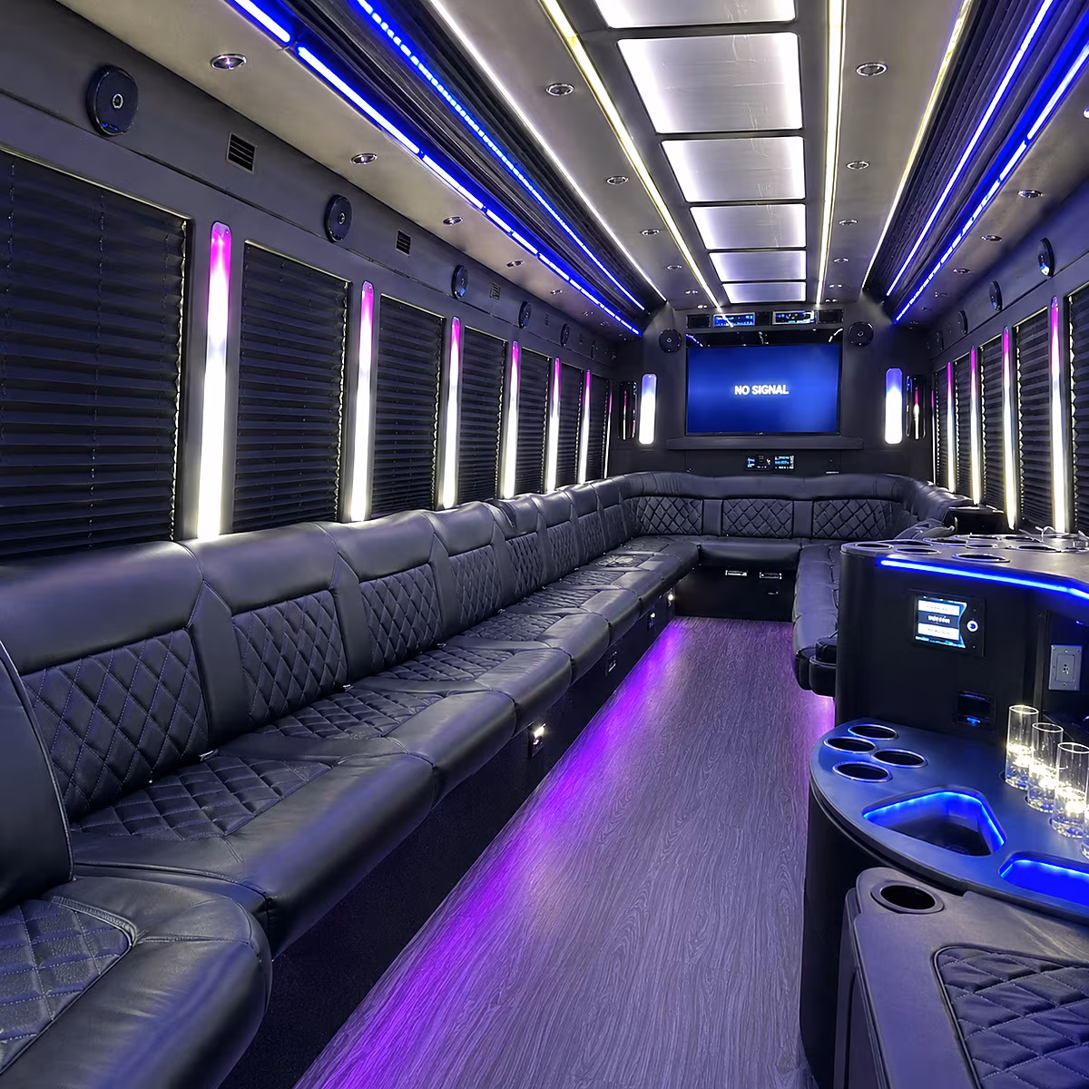 Tulsa Wedding Transportation party bus interior